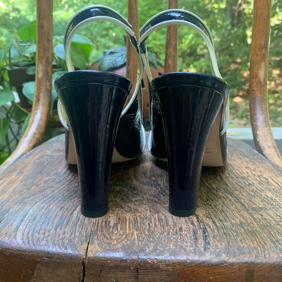 TIBI Navy & White Peep-toe Slingbacks - Picture 6 of 13